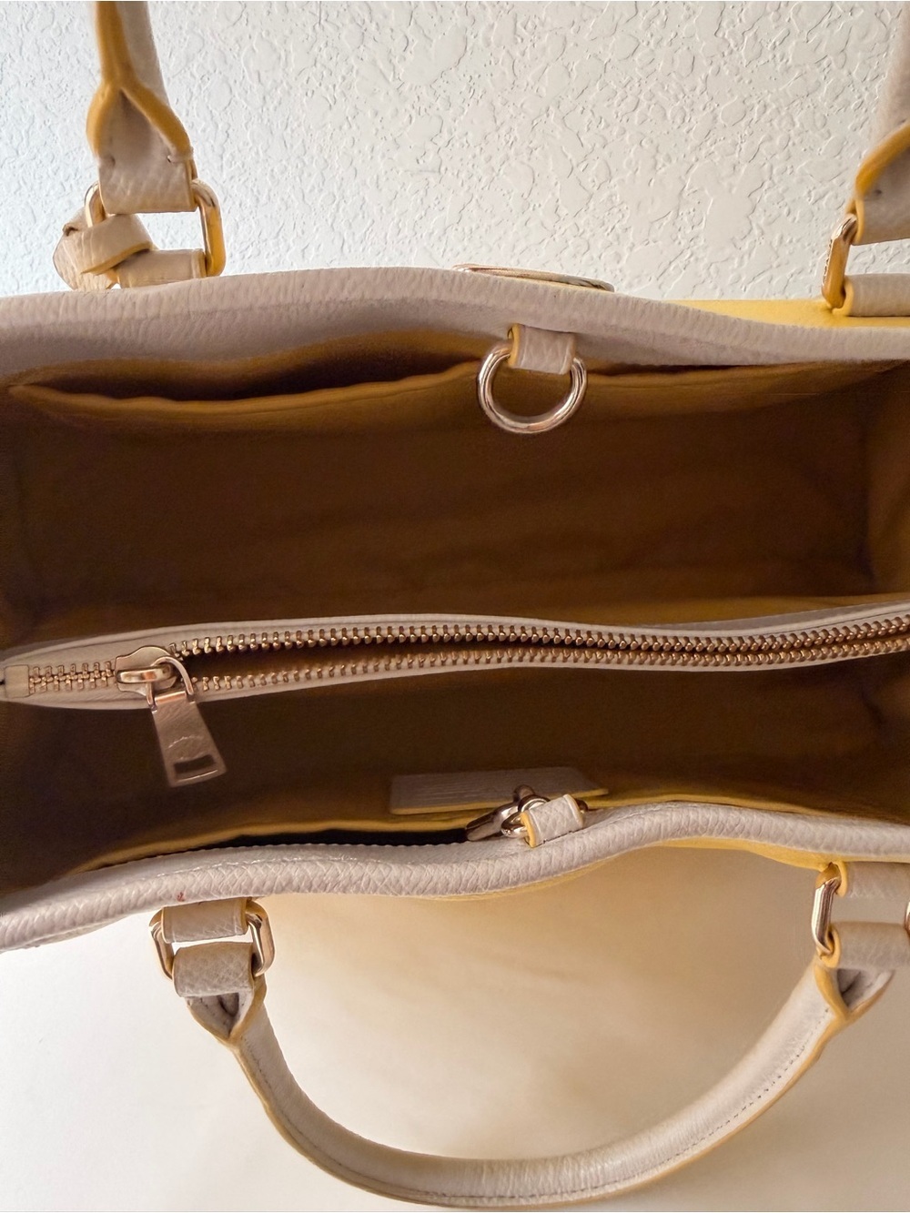 Coach Margot Carryall Yellow & Cream Crossgrain Leather Tote Bag - Picture 9 of 14